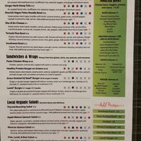 lunch/dinner menu all organic and gluten free at Nourish in Gilbert