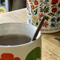 Steaming drinks to warm our hands (January)  at Hector's Shed in Shoreham-by-sea