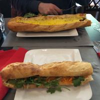 The vegan Banh Zuul and vegan hot dog at Le Dernier Bar avant la Fin du Monde in Paris