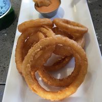 Onion rings w/chipotle mayo at GNJ Vegetarian Bistro in Surrey