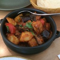 eggplant and potato masala at Green Mushroom in Newtown