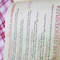 Vegan pasta menu at La Malga Ristorante Pizzeria Vinoteca in Berlin