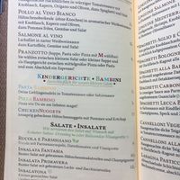 the menu  at La Malga Ristorante Pizzeria Vinoteca in Berlin