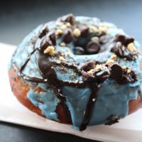 Blueberry, maple, and chocolate donut at Apiecalypse Now Pizza and Snack Bar in Toronto