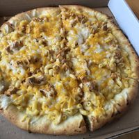 Mac & Charlie with buffalo chicken at Apiecalypse Now Pizza and Snack Bar in Toronto