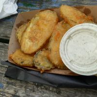Fried pickles at Apiecalypse Now Pizza and Snack Bar in Toronto