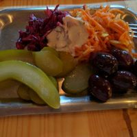 condiment bar items at FLFL - Skånegatan in Stockholm