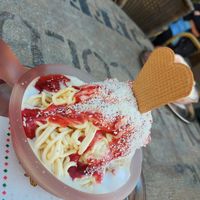 Spaghetti Eis at Vollmer's Eiscafe in Duisburg