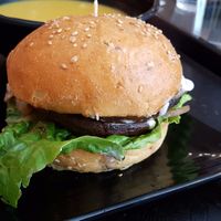 Mushroom burger at Copper Branch - Rene Levesque in Montreal