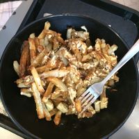 vegan Poutine (great flavor but slightly soggy)  at Copper Branch - Rene Levesque in Montreal