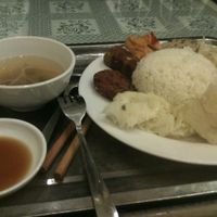 What you can get there for 30.000 VND : com suat or set rice. at Loving Hut - Chua Lang in Hanoi