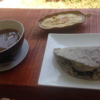 burger, lentil soup and hommus  at Natural Efe Macrobiotic World in Phuket
