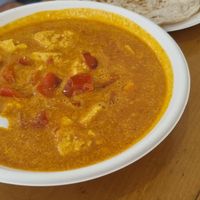Tofu jalfrezi and chapati at Vega Food in Rome