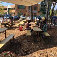 Plenty of outdoor (and indoor) seating.  at Durham Co-op Market in Durham