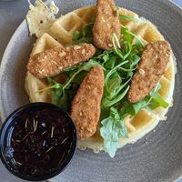Vegan chicken and waffles at Hot Stacks Cafe in Myrtle Beach