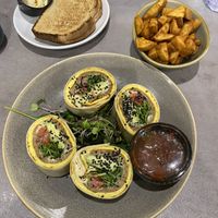 Vegan breakfast sushi (amazing) at The Bossy Hen in Myrtle Beach