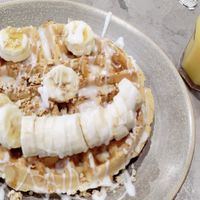 Vegan banana cinnamon granola waffle (a special) at The Bossy Hen in Myrtle Beach