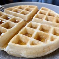 Vegan waffle and real maple syrup   at The Bossy Hen in Myrtle Beach