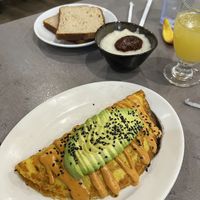 Just ranchero with grits-the chipolte saice on top is super spicy   #Veganuary at The Bossy Hen in Myrtle Beach