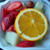 Fresh Fruit and very generous portion. at The Bossy Hen in Myrtle Beach