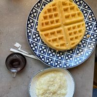 Waffle and grits   at The Bossy Hen in Myrtle Beach