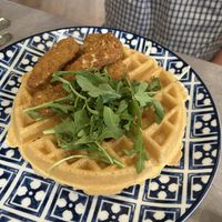 Vegan chick’n and waffles  at The Bossy Hen in Myrtle Beach