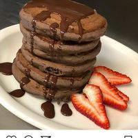 Vegan lava pancakes special.. Only at #hotstacksrr at The Bossy Hen in Myrtle Beach