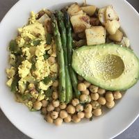 Farmhouse bowl special w tofu scramble at The Bossy Hen in Myrtle Beach