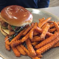 Chicken finger sandwich (little dry but maybe because ordered without vegan mayo.).  at The Bossy Hen in Myrtle Beach