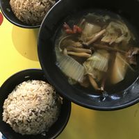 Bean and seaweed rice with mushroom soup at Jeun VirtueFarm in Central Singapore
