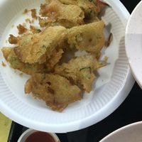 2 veggie pancakes cut, $1 each at Su Shi Jia Xiang Wei 素食家乡味 in Central Singapore