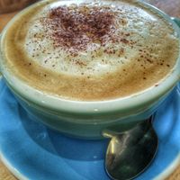 Soya milk cappucino (my first but not my last!!) at Loving Hut Cafe - St Peter's Place in Brighton