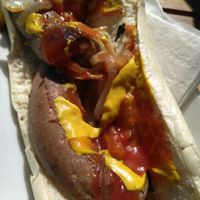 vegan vegusto hot dog at Loving Hut Cafe - St Peter's Place in Brighton