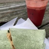 Buzzkill and the Curry Hummus Spinach Wrap  at The Juice Jar in Corolla