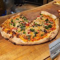 Vegan mushroom broccoli pizza at Whole Foods Market in Columbus