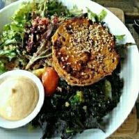 Pumpkin patty + salad at Nutrition Republic in Goodwood