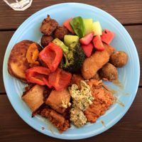 Samples of about 1/3 of the menu in an attempt to try it all, everything is vegan with plenty of choices suitable to non-vegans alike. at The Green Room in Gothenburg