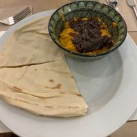 hummus with sweet potato and caramelized onions   at Mama Tierra in Athens