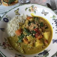 Masaman curry- peep the Asian burger in the back at GreenSoul in Leipzig