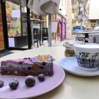 Raw Cake and Cappuccino at Priroda i Drustvo in Rijeka