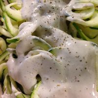 Zucchini raw alfredo  at Juicebox in Burlington