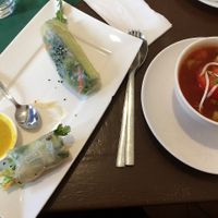 sweet-sour soup and summer rolls at Velvet Leaf in Berlin