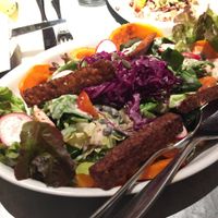 tempeh and pumpkin salad at Teresa Carles Cocina Vegetariana in Barcelona