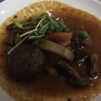 Fifth dish: vegan meatballs at Teresa Carles Cocina Vegetariana in Barcelona