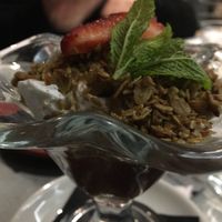 Second dessert: coconut yogurt parfait at Teresa Carles Cocina Vegetariana in Barcelona