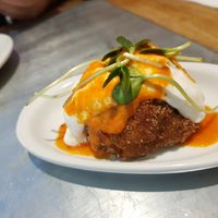 Vegan "bomb" (Catalonian croquette) at Teresa Carles Cocina Vegetariana in Barcelona