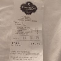 The bill that left us as disappointed as the food. If the food is good, we got no problem with paying much for the food. But for this terrible dining experience, it's not worth pay at Teresa Carles Cocina Vegetariana in Barcelona