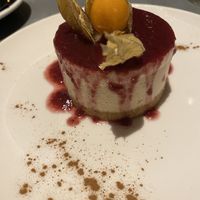 Dessert with vegan white chocolate  at Teresa Carles Cocina Vegetariana in Barcelona