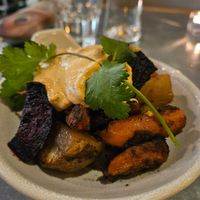 Teresas bravas at Teresa Carles Cocina Vegetariana in Barcelona