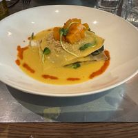 Spinach Lasagna with Pumpkin Puree at Teresa Carles Cocina Vegetariana in Barcelona